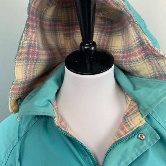 Vintage 80's Woolrich Blue Plaid Lined Winter Parka Field Jacket Hooded Medium - Picture 6 of 13